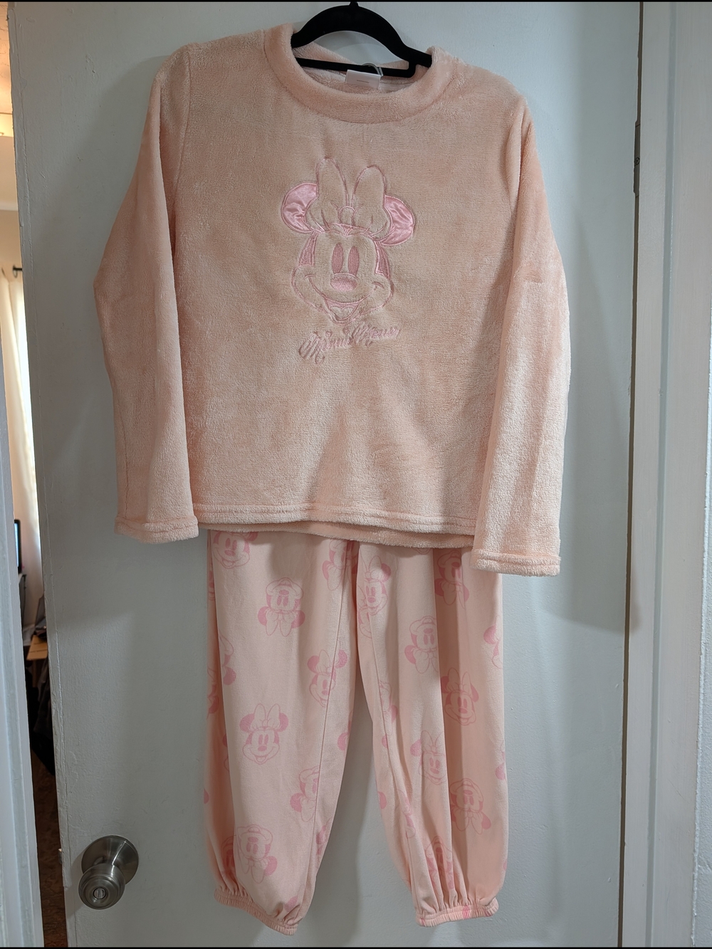 Disney Pink Minnie Mouse Plush Pajama Set for Women